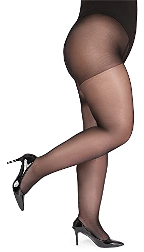 Bellivalini Medias Panty Mujer Plus Size 40 DEN BLV-1125 (Negro, 3XL)