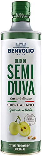 BENVOLIO 1938 Aceite de Semilla de Uva Prensado en Frío - 750ml - Aceite Para Cocinar 100% Italiano Rico en Vitamina E Aceite de Uva Para la Cara Aceite Corporal Aceites Para Masajes Grapeseed oil