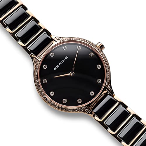 BERING Reloj Analógico Ceramic Collection para Mujer de Cuarzo con Correa en Acero Inoxidable/Cerámica y Cristal de Zafiro 30434-746