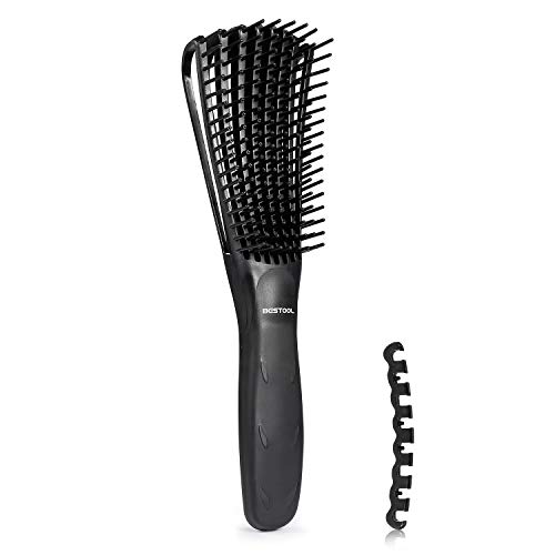 BESTOOL Cepillo para alisar el cabello Cepillos para desenredar el cabello suave y de gran tamaño, de nylon, antiestático, apta para el desenredador natural del cabello (negro)