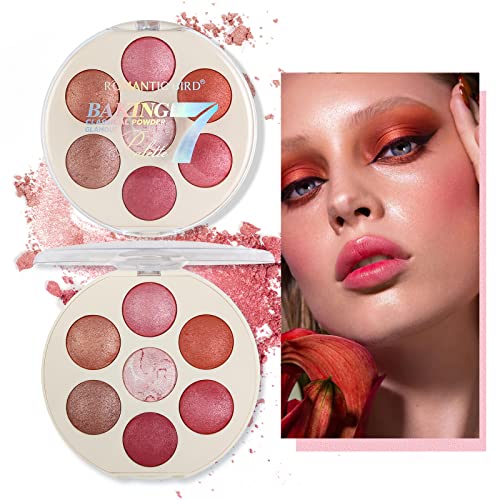 Beteligir - Paleta de rubor de 7 colores, rubor en polvo mineral mate, rubor facial brillante, paleta de rubor facial de alta pigmentación, paleta de rubor cosmético de belleza facial profesional (02)