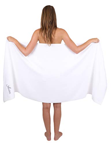 Betz 2 Unidades Set Toallas Sauna Toallas de baño Toallas de Ducha France 100% algodón tamaño 80x200 cm de Colores Blanco