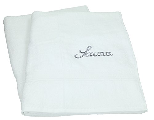 Betz 2 Unidades Set Toallas Sauna Toallas de baño Toallas de Ducha France 100% algodón tamaño 80x200 cm de Colores Blanco