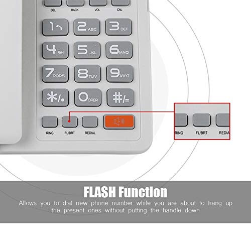 Bewinner Teléfonos Fijo con Cable Alimentados por Línea Telefónica - Sistema DTMF/FSK Dual, Función de Flash Conveniente y Fácil de Usar-Teléfono Fijo con Automática Identificación de Llamada