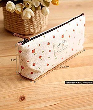 BIGBOBA 4pcs Pencil Case Cute Floral Lienzo lápiz Bolsa Oficina en casa Escuela papelería para Estudiantes