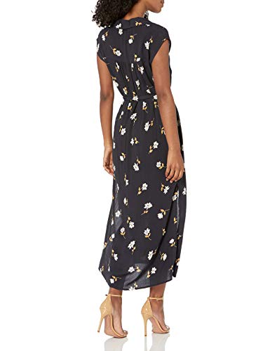 Billabong Women's Lovely Ways Button Front Midi Dress, Black Floral, S