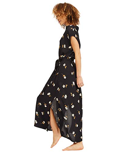 Billabong Women's Lovely Ways Button Front Midi Dress, Black Floral, S