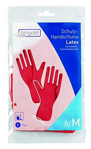 BINGOLD - Guantes protectores de látex, 1 par, tallas S, M, L o XL (colores: azul, amarillo, rojo), M, rojo, 1