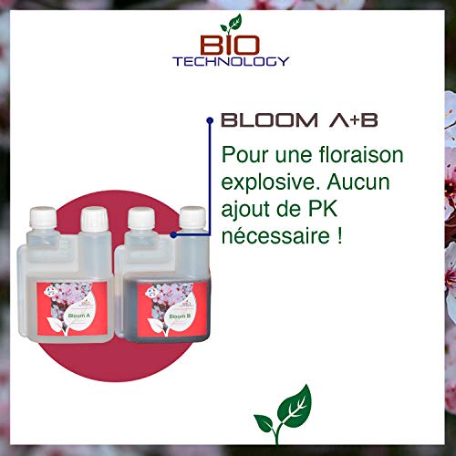 Bio Technology® | Fertilizante de Floración de Calidad | Fertilizante de Floración Universal | Gran Rendimiento y Aroma Bloom A + B - 250 ML