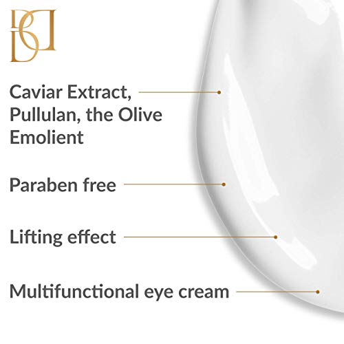 BioDermic Crema para ojos y párpados con extracto de caviar, antiedad, hidratante, dermocosmética suavizante multifuncional, Made in the EU, 1 x 15 ml