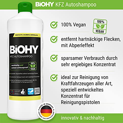 BIOHY Champú para Coches (Bote de 10 litros) | excelente Poder de Limpieza y formación de Espuma | Produce una Fragancia Fresca y Duradera (KFZ Autoshampoo)