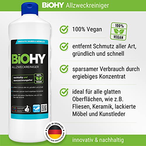 BiOHY Limpiador multiuso, Limpiador de alcohol, Limpiador universal (1 botella de 1 litro) | Limpiador Profesional de Mantenimiento - Producto de Limpieza ecológico (Allzweckreiniger)