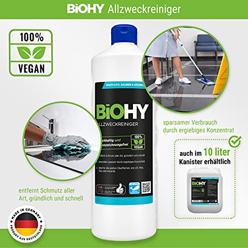 BiOHY Limpiador multiuso, Limpiador de alcohol, Limpiador universal (1 botella de 1 litro) | Limpiador Profesional de Mantenimiento - Producto de Limpieza ecológico (Allzweckreiniger)