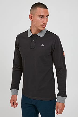 Blend Ralle - Polo de manga larga para hombre con cuello de polo, Phantom Grey (70010), L