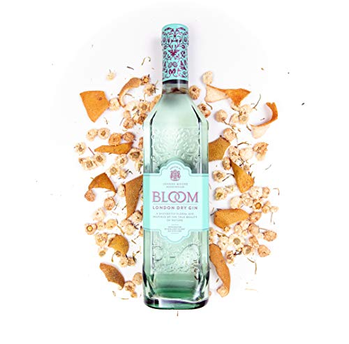 Bloom London - Ginebra seca con cítricos florales, sin azúcar, sin gluten, apta para veganos