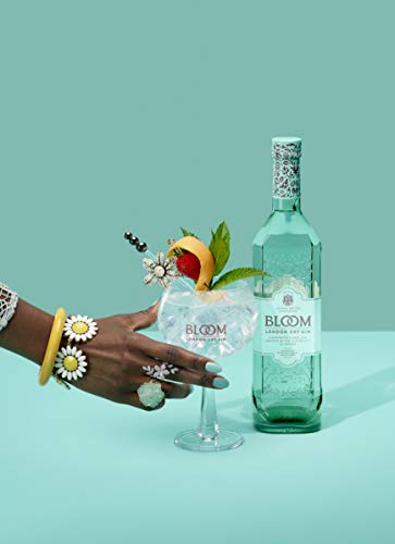 Bloom London - Ginebra seca con cítricos florales, sin azúcar, sin gluten, apta para veganos