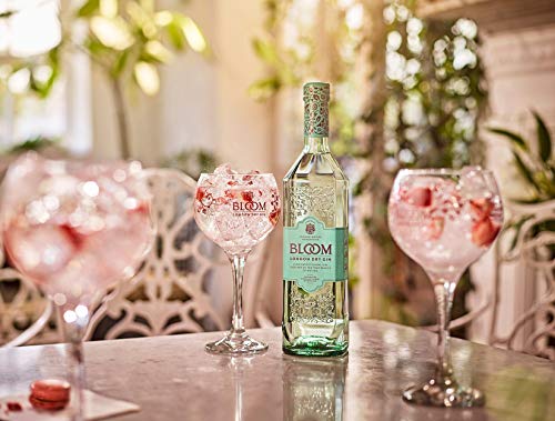 Bloom London - Ginebra seca con cítricos florales, sin azúcar, sin gluten, apta para veganos