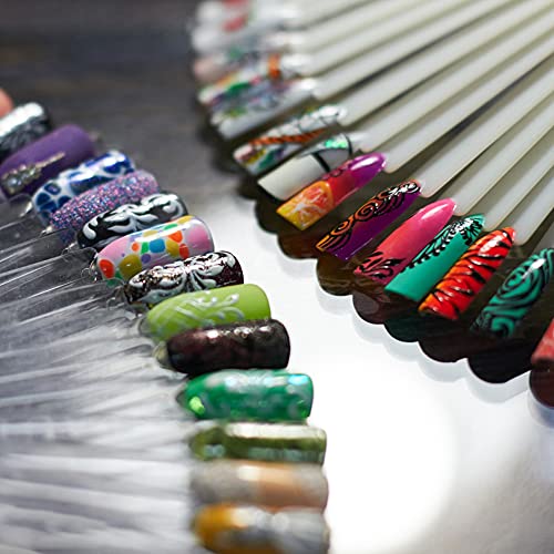 Bncxdc Muestras Uñas Falsa, muestrario de uñas para pintar, 100 piezas herramienta de sector de práctica de exhibición de puntas de arte de uñas con aro de metal, natural + transparente