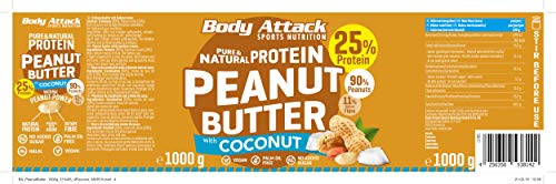 Body Attack Peanut Butter With Cocos Cream Natural 25% Protein Sugar & Fat Free Coconut 1 kg