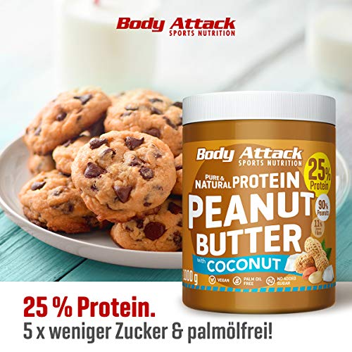 Body Attack Peanut Butter With Cocos Cream Natural 25% Protein Sugar & Fat Free Coconut 1 kg