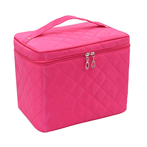 Bolsa de Aseo de Gran Capacidad,Gran Capacidad de Viaje de Maquillaje Organizador,Almacenamiento Cosmético de la Neceser Ideal para Mujeres y Niñas (Rojo)