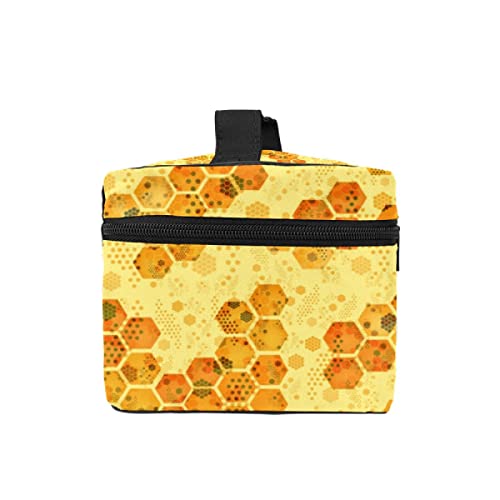 Bolsa de maquillaje de viaje Bolsa de cosméticos grande de nido de abeja sin costuras para maquillaje organizador con bolsa de malla para mujeres y niñas