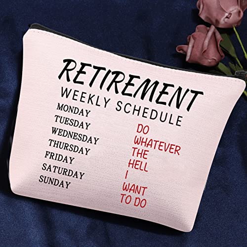 Bolsa de maquillaje jubilada Regalos para la jubilación para las mujeres Coworker Boss Nurse Teacher Retirement Weekly Schedule Bolsa de viaje cosmética Bolsa jubilada, Pink, Bolsa de aseo