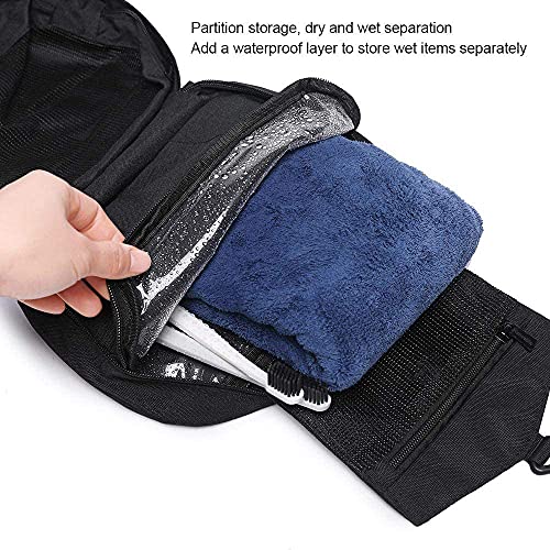 Bolsa de Viaje Bolsa de Aseo con Gancho para Colgar, Bolsa de Lavado de Bolsa de cosméticos Repelente al Agua (Black)