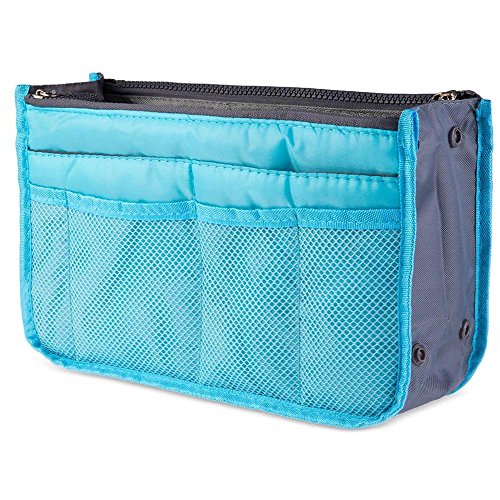 Bolsa Organizador de Viaje para Maquillaje, Cosméticos, Artículos de Higiene Personal, Lencería o Más. Talla Mediana. (Azul)