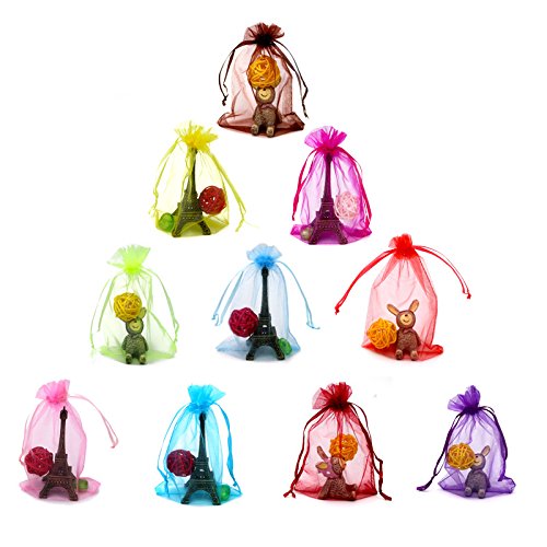 Bolsas de Organza Bolsitas de Organza con Cordón para Boda Favores Joyas y Dulces (colores mezclados)