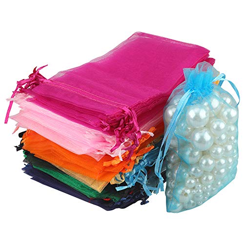 Bolsas de Organza Bolsitas de Organza con Cordón para Boda Favores Joyas y Dulces (colores mezclados)