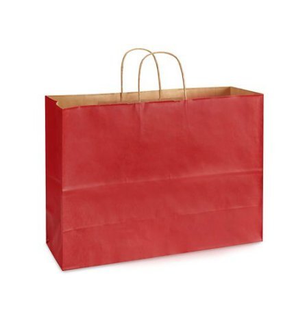 Bolsas rojas, bolsas de papel kraft extra grandes, bolsas de regalo para la compra, (Tamaño Vogue 16 W x 12 H x 6), 25 bolsas, fabricado en EE. UU.