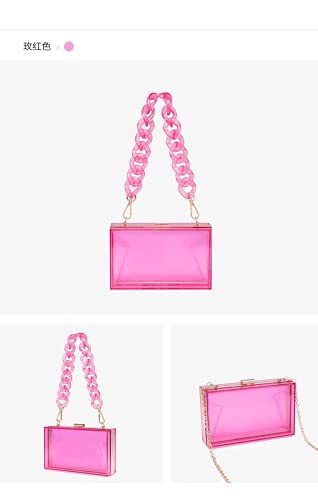 Bolso de acrílico de las mujeres de la caja de noche de la cadena del bolso para las señoras pequeño bolso crossbody para el bolso, Rosa, S