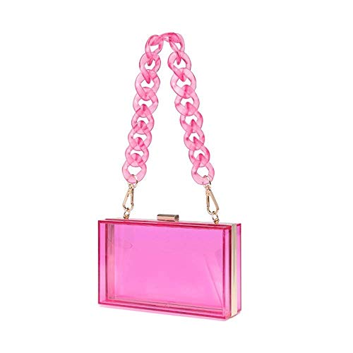 Bolso de acrílico de las mujeres de la caja de noche de la cadena del bolso para las señoras pequeño bolso crossbody para el bolso, Rosa, S