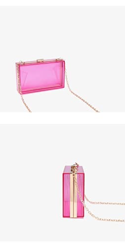 Bolso de acrílico de las mujeres de la caja de noche de la cadena del bolso para las señoras pequeño bolso crossbody para el bolso, Rosa, S