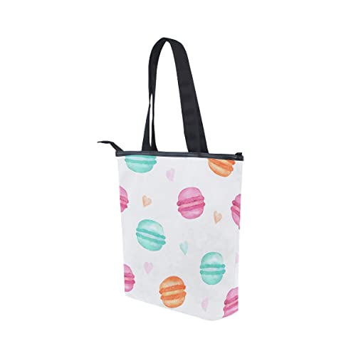 Bolso de mano escolar de gran capacidad para mujer, dulces franceses, macarrón dibujado a mano, bolso de mano para mujer, trabajo, viajes, compras, 11 × 4 × 13,6 pulgadas