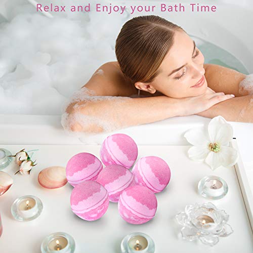 Bomba de Baño, Green Canyon Spa Set Regalo Mujer 6x4.2oz Aceites Esenciales Naturales Fragancia Lavanda Caja Regalo Spa para Cumpleaños Navidad Festival Bath Bombs Gift Set 6 X 4.2oz Natural Essential