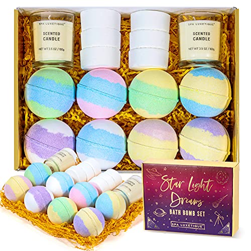 Bombas Baño - Spa Luxetique Set Regalo Mujer, Set de Baño de Burbujas con 16 Piezas,Vaporizadores de Ducha de Aromaterapia, Velas Perfumadas, Regalos Originales para Mujeres y Hombres