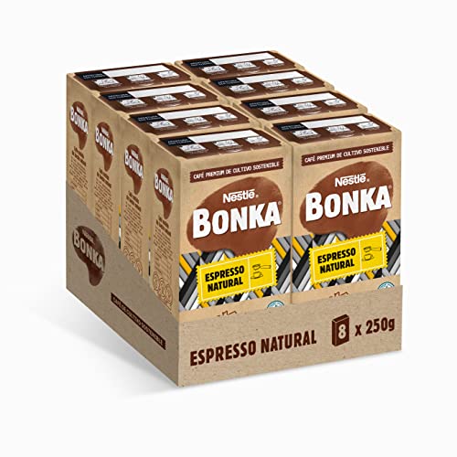 Bonka Café Tostado Molido Espresso Natural, 250 g - 8 Paquetes