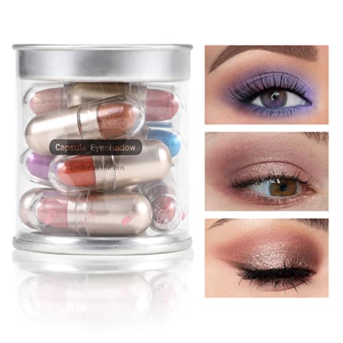 Boobeen 12pcs Mini Eye Shadow Set Paleta de Sombras de Ojos Brillantes Sombra de Ojos en Crema Kit de Sombras de Ojos Naturales para Principiantes a prueba de agua y de larga duración