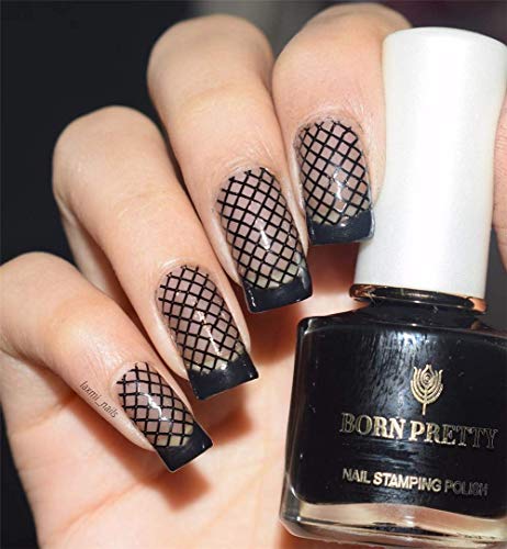 Born Pretty Nail Stamping Imagen Set-2pcs plantilla negro blanco estampado de uñas con 1pc Jelly claro estampador