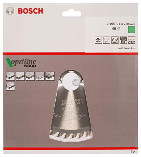 Bosch 2 608 640 617 - Hoja de sierra circular Optiline Wood - 190 x 30 x 2,6 mm, 48 (pack de 1)