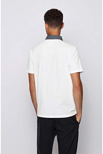 BOSS PDenim Polo, Blanco (100), L para Hombre