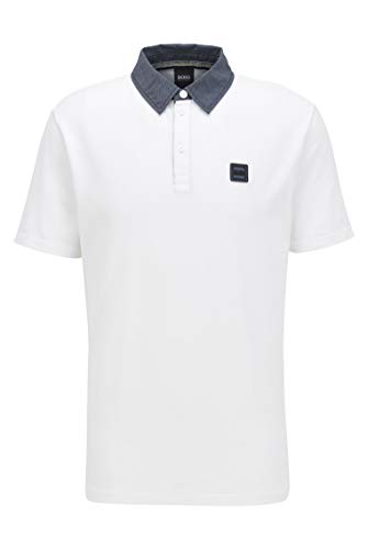 BOSS PDenim Polo, Blanco (100), L para Hombre