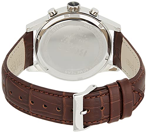 BOSS Reloj con mecanismo de cuarzo para hombre 1513280, cronógrafo y correa de piel, Marrón/Plateado, talla única