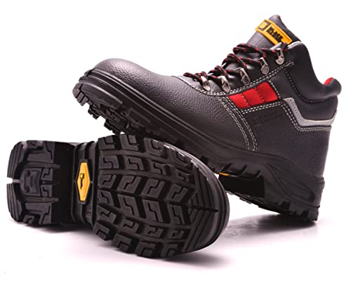 Botas de Seguridad de Cuero para Hombres Protección de al S3 SRC Calzado de Trabajo al Tobillo de Cuero 5993 Black Hammer (43 EU)