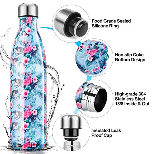 Botella de Agua de acero inoxidable sin BPA-350/500/750/1000 ml Botella Termica aisladas al vacío Botellas de doble pared reutilizable Mantiene bebidas 24h frías y 12h Calientes para Viaje, Deporte