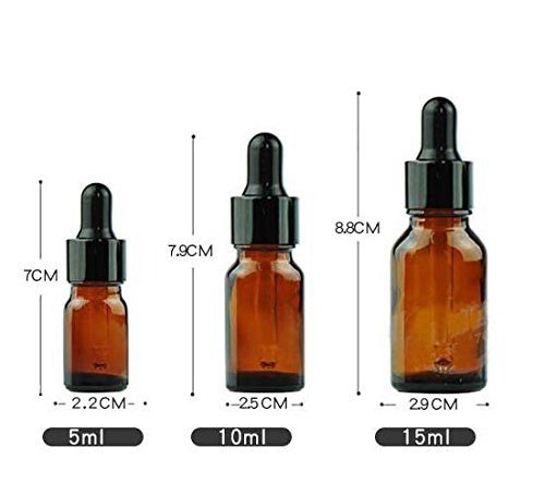 Botellas de cristal de 10 ml de ámbar para maquillaje y cosméticos con tapón de ojos de cristal para uso en aceites esenciales y aromaterapia