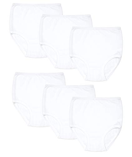 Bragas Altas Señora 100% algodón Clásicas Caladas de Mujer Suaves y cómodas (Pack de 6 Blanco, XL)