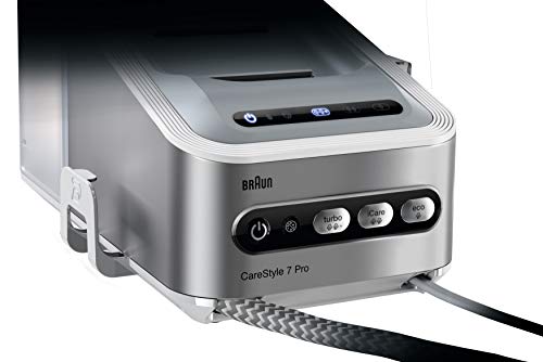 Braun IS7155WH Carestyle 7 - Centro de Planchado (2400W. 125g/min, golpe de vapor 500g/min, suela bidireccional Eloxal 3D Plus, Tecnologia iCare, sistema FastClean, blanco y gris)